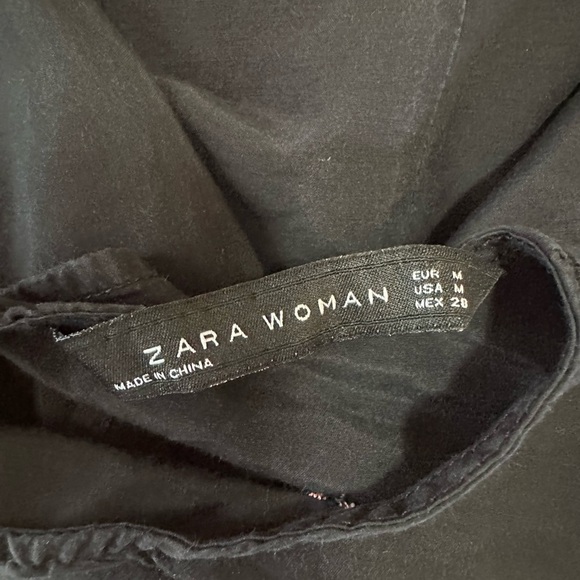 Zara Women’s Black Embroidered Blouse Medium - Picture 8 of 9